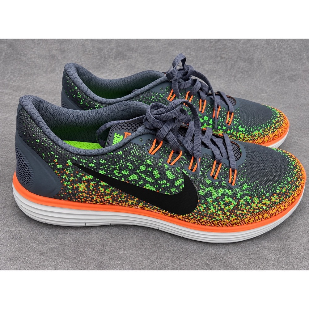 Nike Free RN Distance Mens Running Shoes 827115-003 Grey Orange Green Size 9